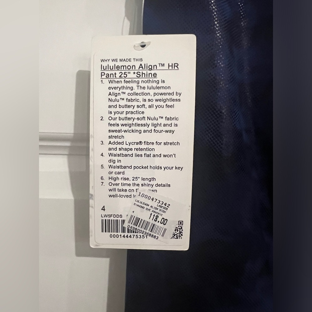 NWT size 4 lululemon align pant 25” shine